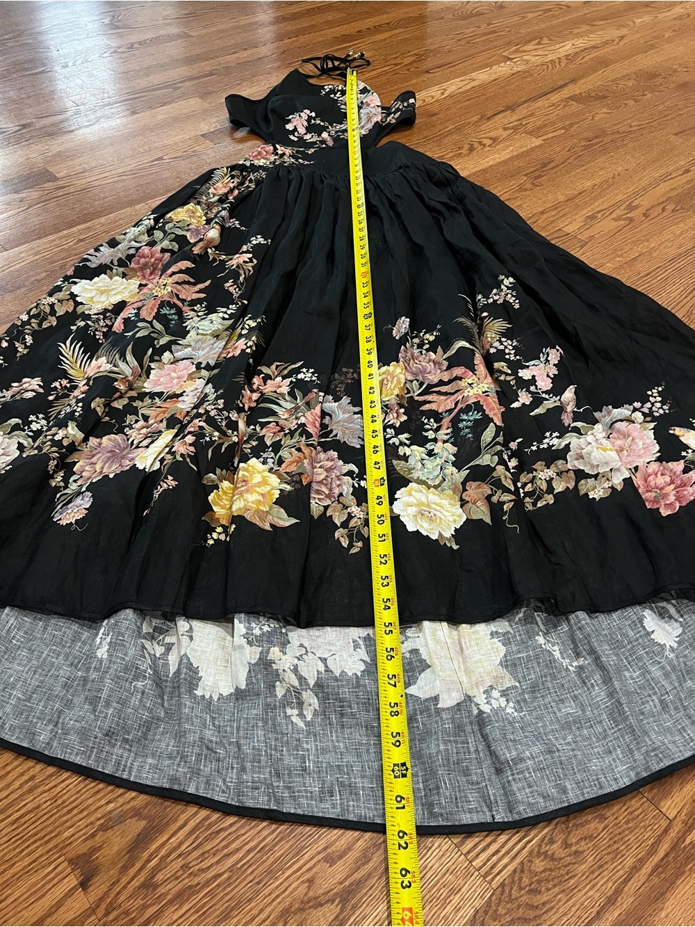 $895 Zimmermann Tallow Halter Midi Dress in Black Multi Floral - Size 3 (US 10) - Picture 8 of 15